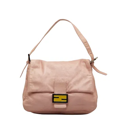 Fendi Mamma Baguette Pink Leather Shoulder Bag ()