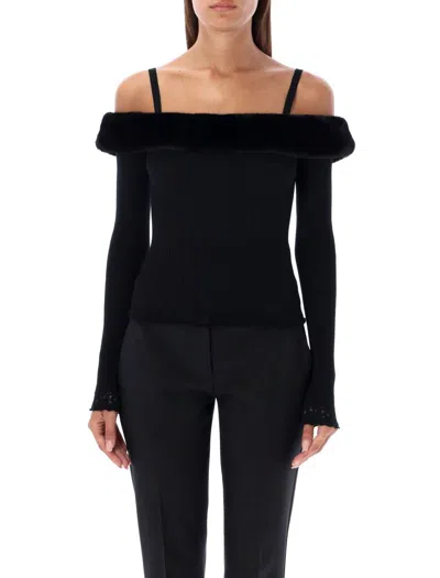 Blumarine Dropped Shoulder Sweater In Black