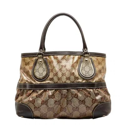 Gucci Gg Crystal Camel Canvas Shoulder Bag ()