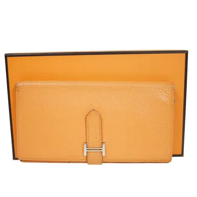 Hermes Hermès Béarn Orange Leather Wallet  ()