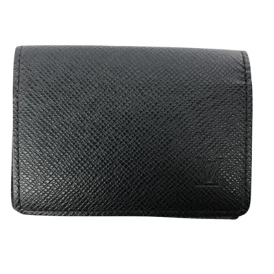 Pre-owned Louis Vuitton Porte Carte De Visite Black Leather Wallet  ()