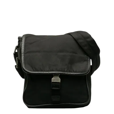 Prada Tessuto Black Synthetic Shoulder Bag () In Metallic