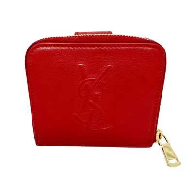 Saint Laurent Rive Gauche Red Leather Wallet  ()