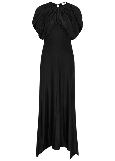 Rabanne Draped Short Sleeve Dress In Black