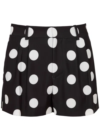 Alice And Olivia Conry Polka-dot Printed Shorts In Black And White