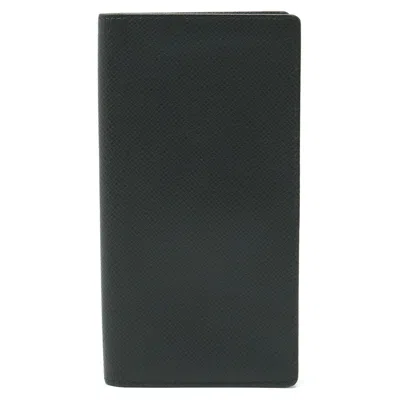 Pre-owned Louis Vuitton Taiga Leather Wallet () In Black