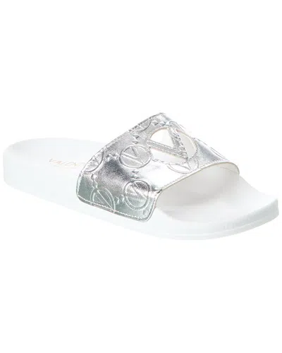 Valentino By Mario Valentino Ada Leather Slide In Silver