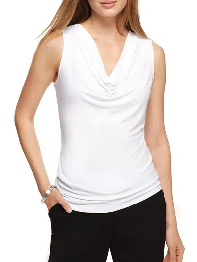 Calvin Klein Womens Chiffon Drape Blouse In White