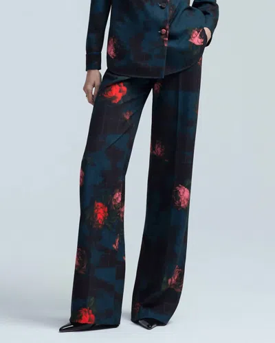 Lela Rose Molly Rose Plaid-print Straight-leg Trousers In Blue
