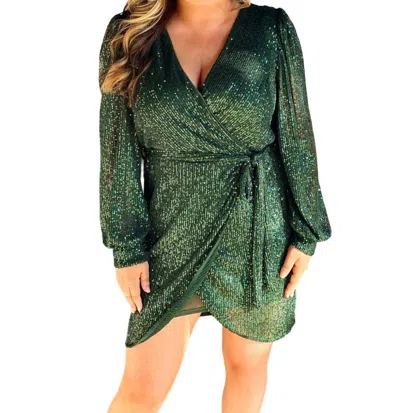 Kld. Signature Sequin Dress In Hunter In Green