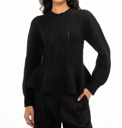 Banjanan Freya Peplum Crew Neck Sweater In Black