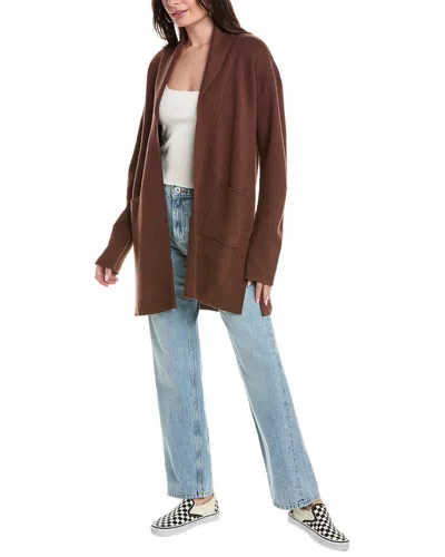 Monrow Supersoft Sweater Knit Cardigan In Brown