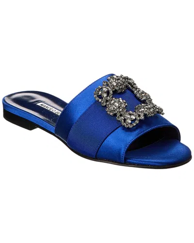 Manolo Blahnik Martamod Satin Sandal In Blue