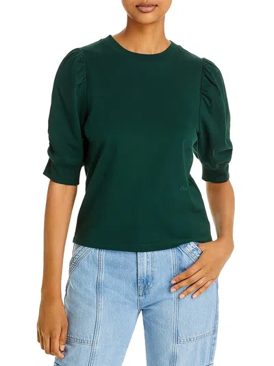 Frame Frankie Ruched Puff Sleeve Tee In Navy