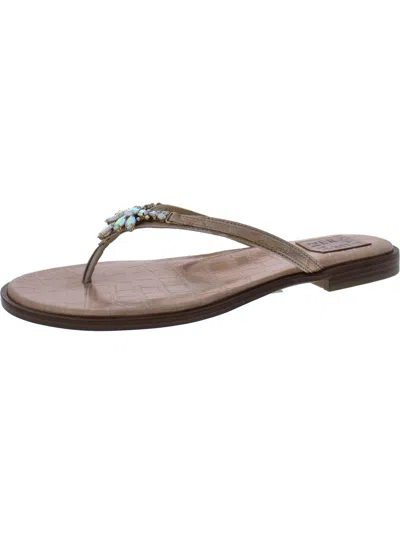 Naturalizer Liliana Womens Faux Leather Rhinestone Thong Sandals In Multi