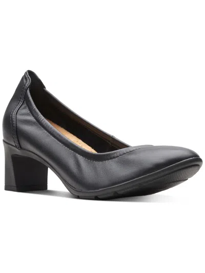 Clarks Neily Pearl Womens Leather Pebbled Pumps In Black