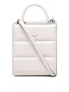 Moncler Logo Patch Quilted Top Handle Bag In White
