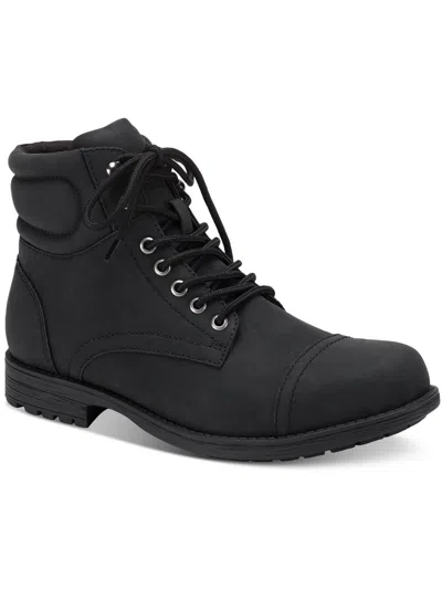 Sun + Stone Baker Womens Faux Leather Ankle Combat & Lace-up Boots In Black