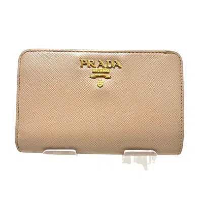 Prada Saffiano Leather Wallet () In Beige