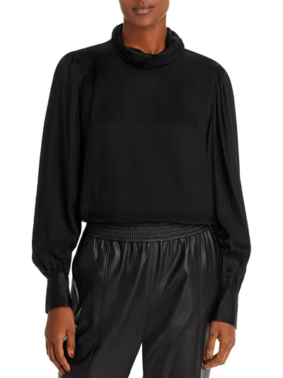 Hugo Boss Womens Shirred Neck Cuffed Sleeve Blouse In Black
