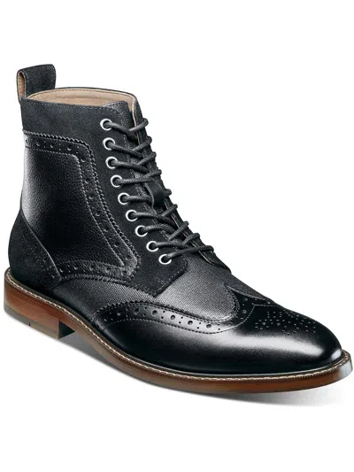 Stacy Adams Finnegan Mens Leather Lace Up Wingtip Brogues In Black Multi