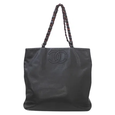 Pre-owned Chanel Cabas Leather Shopper Bag () In Black