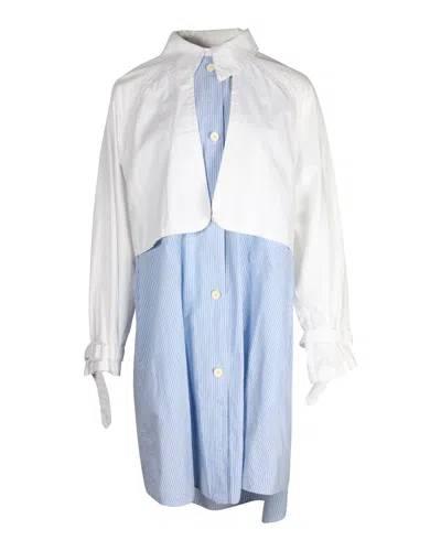 Maison Margiela Mm6  Layered Shirt Dress In Light Blue Cotton