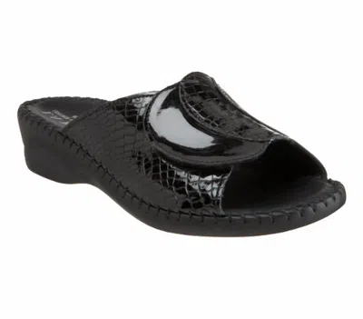 Laplume Paola Adjustable Leather Slide Sandals In Black