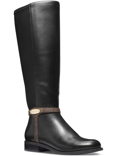 Michael Michael Kors Finley Womens Leather Riding Knee-high Boots In Black