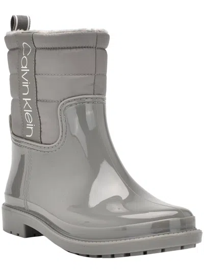 Calvin Klein Women's Sisely Pull-on Lug Sole Logo Cold Weather Rain Booties In Grey