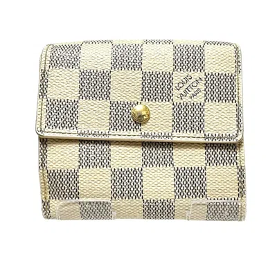 Pre-owned Louis Vuitton Portefeuille Elise Canvas Wallet () In White