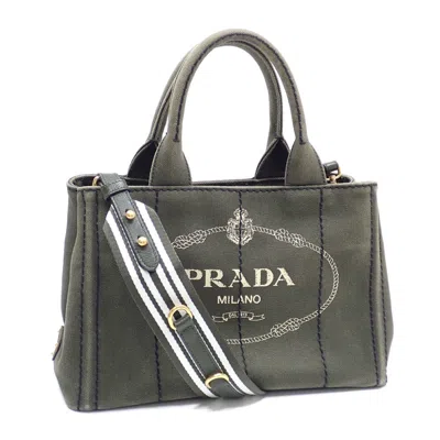 Prada Canapa Canvas Tote Bag () In Green