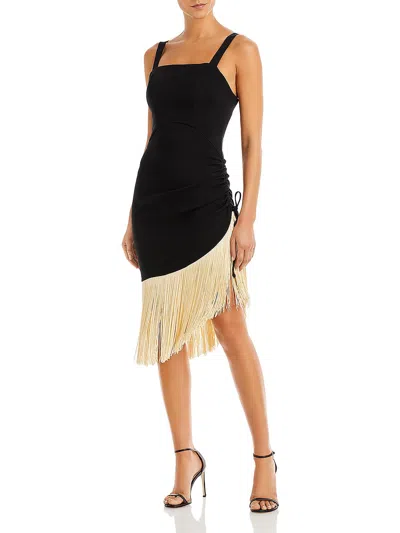 Just Bee Queen Willow Womens Linen Blend Short Cocktail And Party Dress In Black