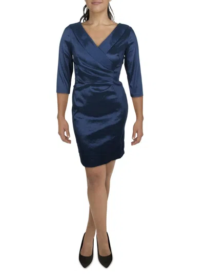 Alex Evenings Womens Ruched Special Occasion Cocktail And Party Dress In Blue