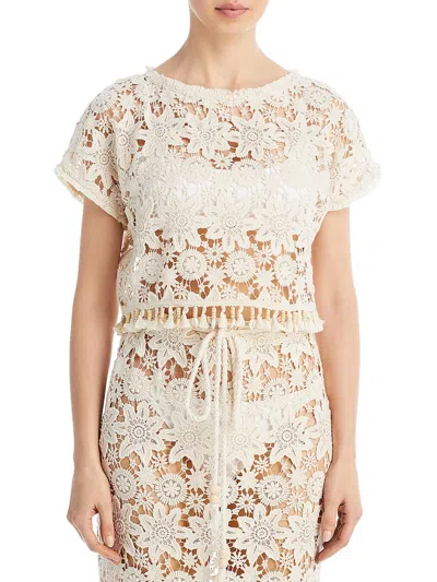 Just Bee Queen Rosie Floral-lace Cotton Top In White
