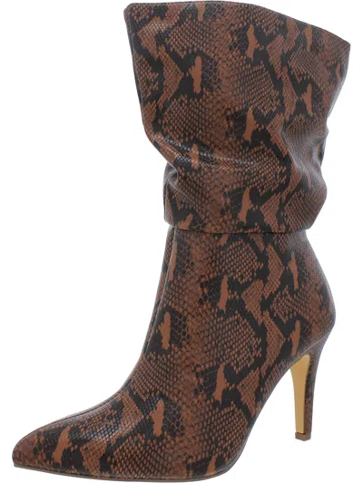 Fashion To Figure Womens Faux Suede Ruched Mid-calf Boots In Multi