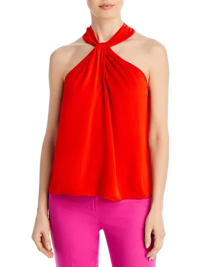 Kobi Halperin Womens Pintuck Mock Neck Blouse In Red