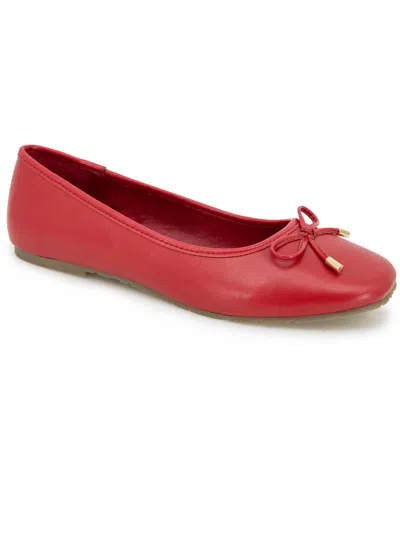 Kenneth Cole Reaction Womens Faux Leather Slip On Ballet Flats In Red