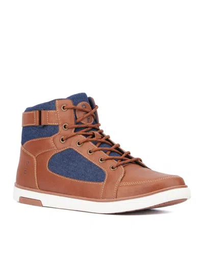 Reserved Footwear Austin Womens Faux Leather Lifestyle High-top Sneakers In Cognac