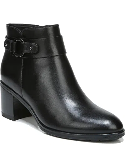Naturalizer Lydia Womens Leather Round Toe Ankle Boots In Black