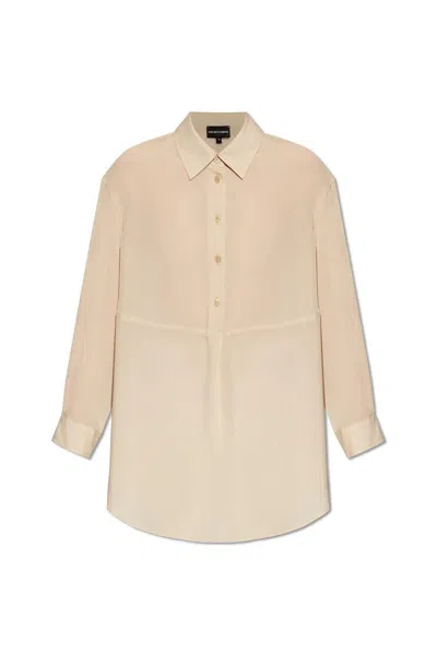Emporio Armani Relaxed Fitting Top In Beige