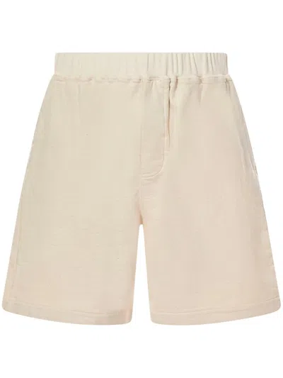 Dsquared2 Logo Embroidered Wide Leg Track Shorts In Beige