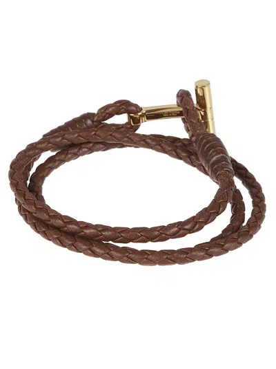Tom Ford Brown Leather Bracelet In Tan