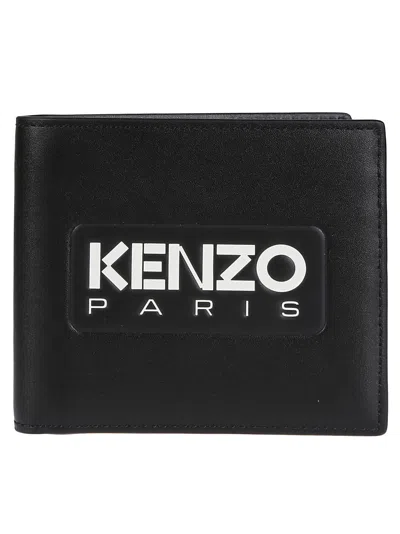 Kenzo Logo-embossed Leather Wallet In Noir