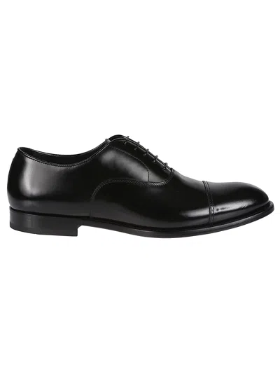 Doucal's Men's Evening Brushed Leather Cap-toe Oxfords In Nero