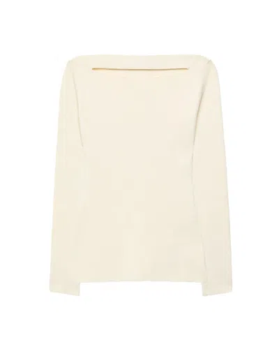 Another Tomorrow Compact Cutout Knit Top In Cream