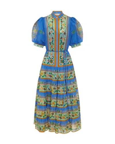 Alemais Womens Cobalt Linda Floral-print Woven Midi Dress