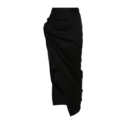 Vivienne Westwood Ruched Detailed Midi Skirt In Black