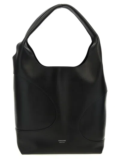 Ferragamo Cut-out Shopping Bag In Black