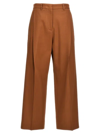 Alberto Biani Gabardine Trousers In Brown